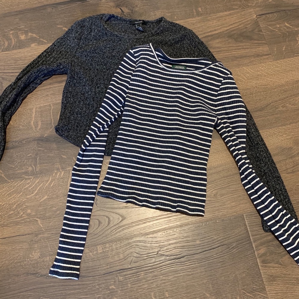 2 long sleeve crop tops